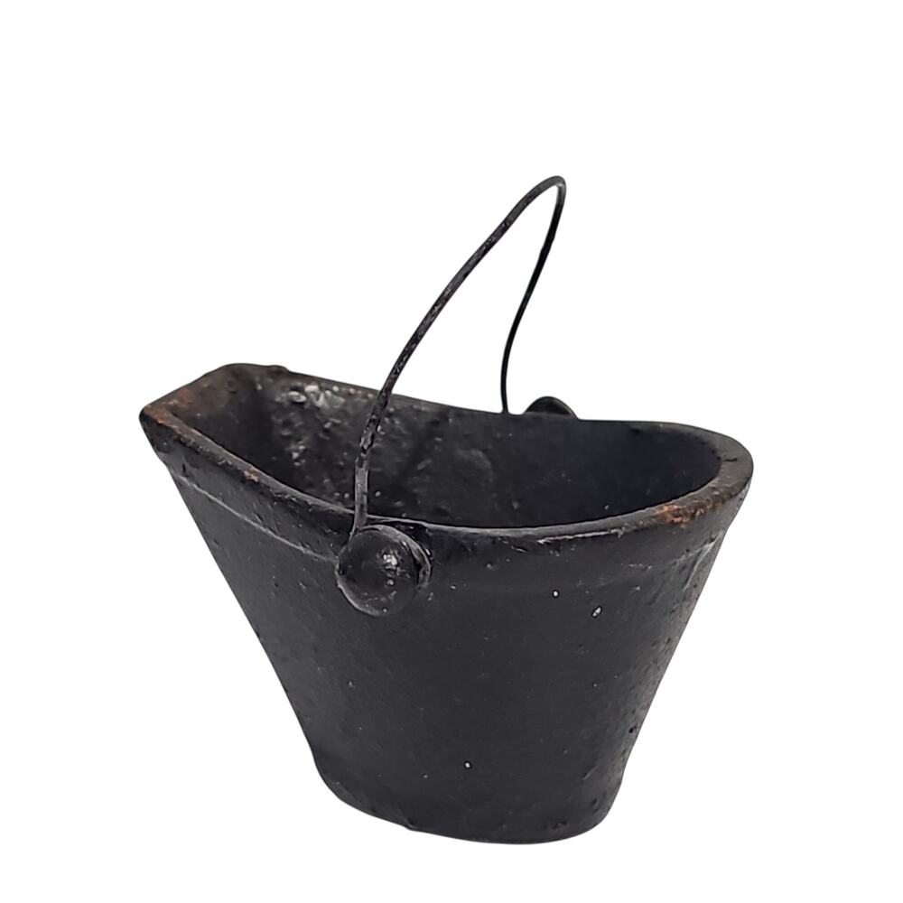 Vintage Miniature Cast Iron Coal Scuttle Bucket Dollhouse Fireplace Decor